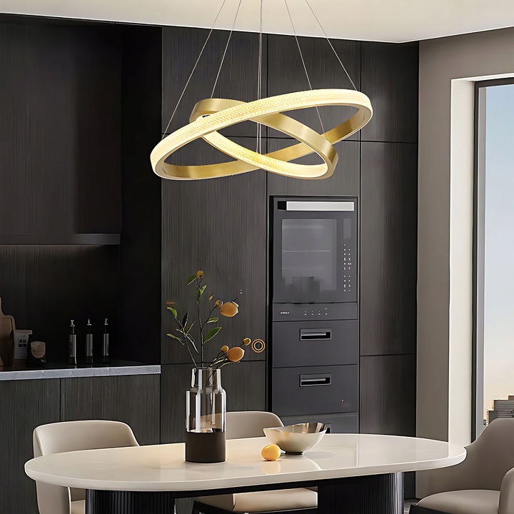 Lampa Wisząca Kryształkowa Okręgi LED Ring Złota Szczotkowana APP1772 - obrazek 11