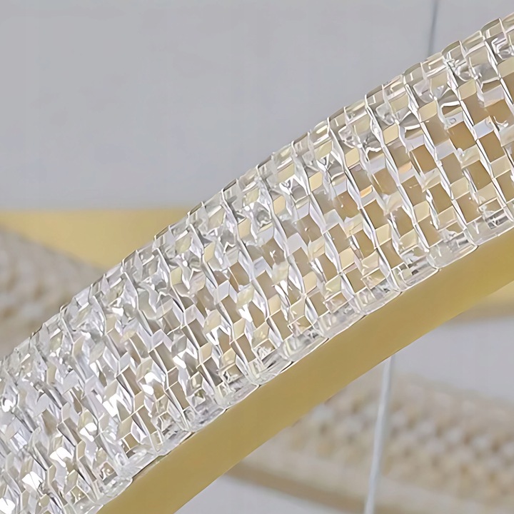 Lampa Wisząca Kryształkowa Okręgi LED Ring Złota Szczotkowana APP1772 - obrazek 5