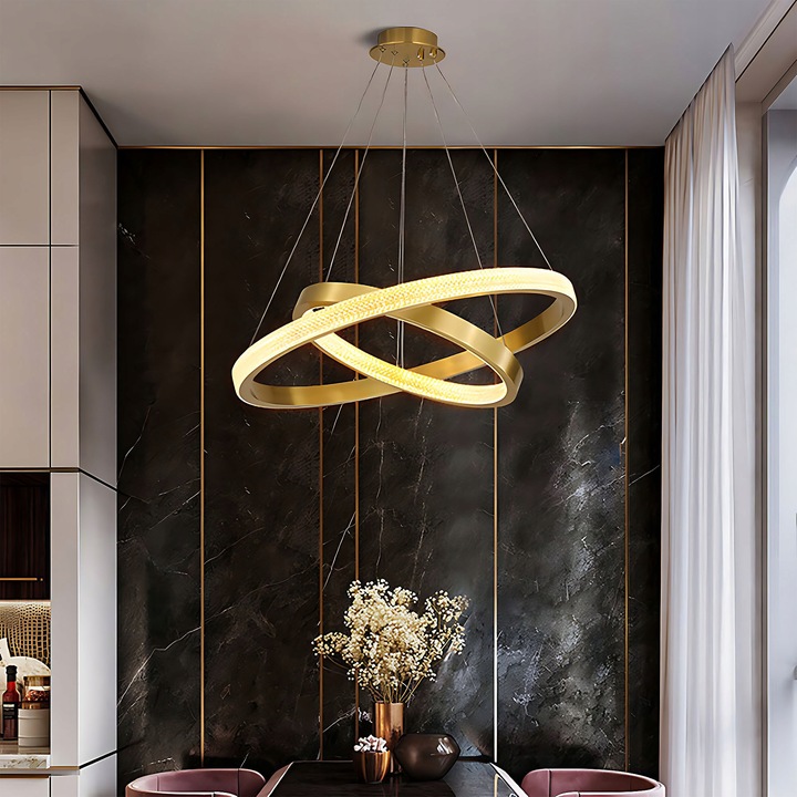 Lampa Wisząca Kryształkowa Okręgi LED Ring Złota Szczotkowana APP1772 - obrazek 12