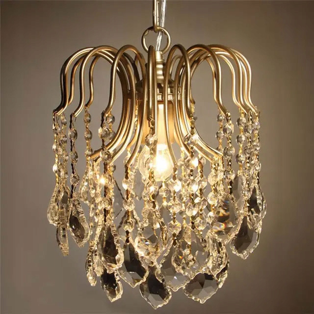 Lampa Wisząca Glamour Złota Wiszące Kryształki APP1650 - obrazek 3