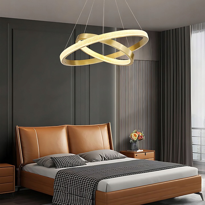 Lampa Wisząca Kryształkowa Okręgi LED Ring Złota Szczotkowana APP1772 - obrazek 4