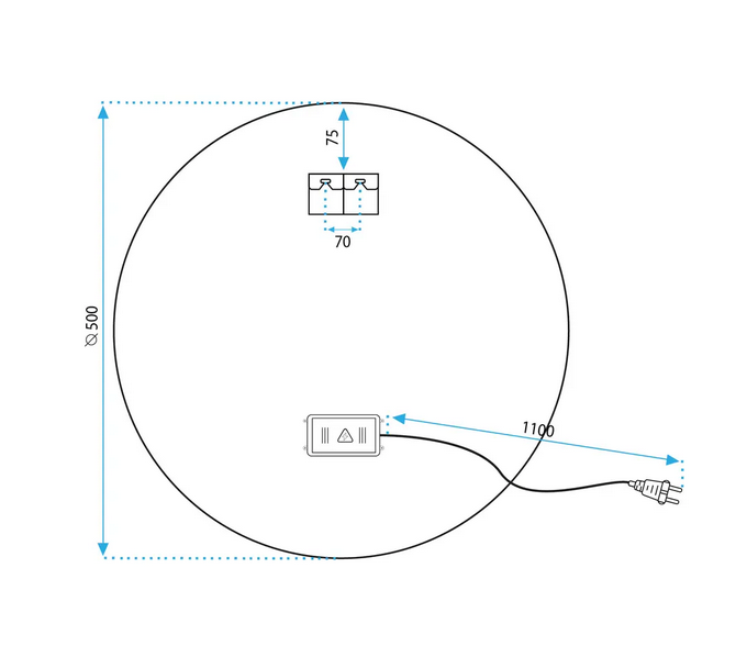 Lustro Łazienkowe Okrągłe Czarna Rama LED Do Makijażu Pochłaniacz Zmiana Barwy MMJ 50cm - obrazek 6