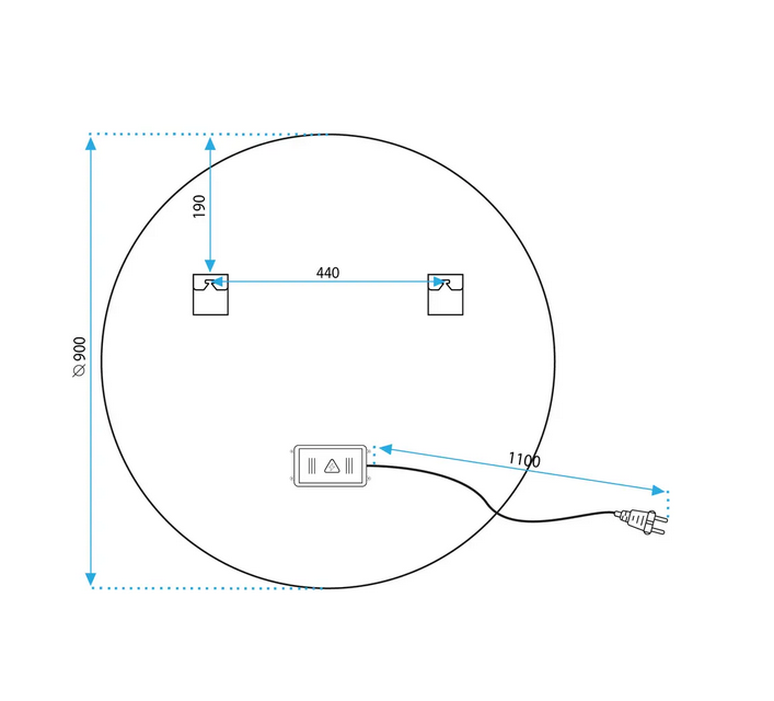 Lustro Łazienkowe Okrągłe Czarna Rama LED Do Makijażu Pochłaniacz Zmiana Barwy MMJ 90cm - obrazek 6