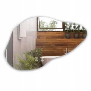 Lustro Asymetryczne Poziome Łazienkowe LED Plama Zmiana Barwy Anty 100×70 CLOUD B