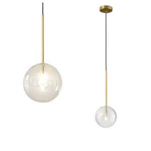 Lampa Mała Kula 20cm Złota Szczotkowana Wisząca Szklana G4 Transparentna APP1683